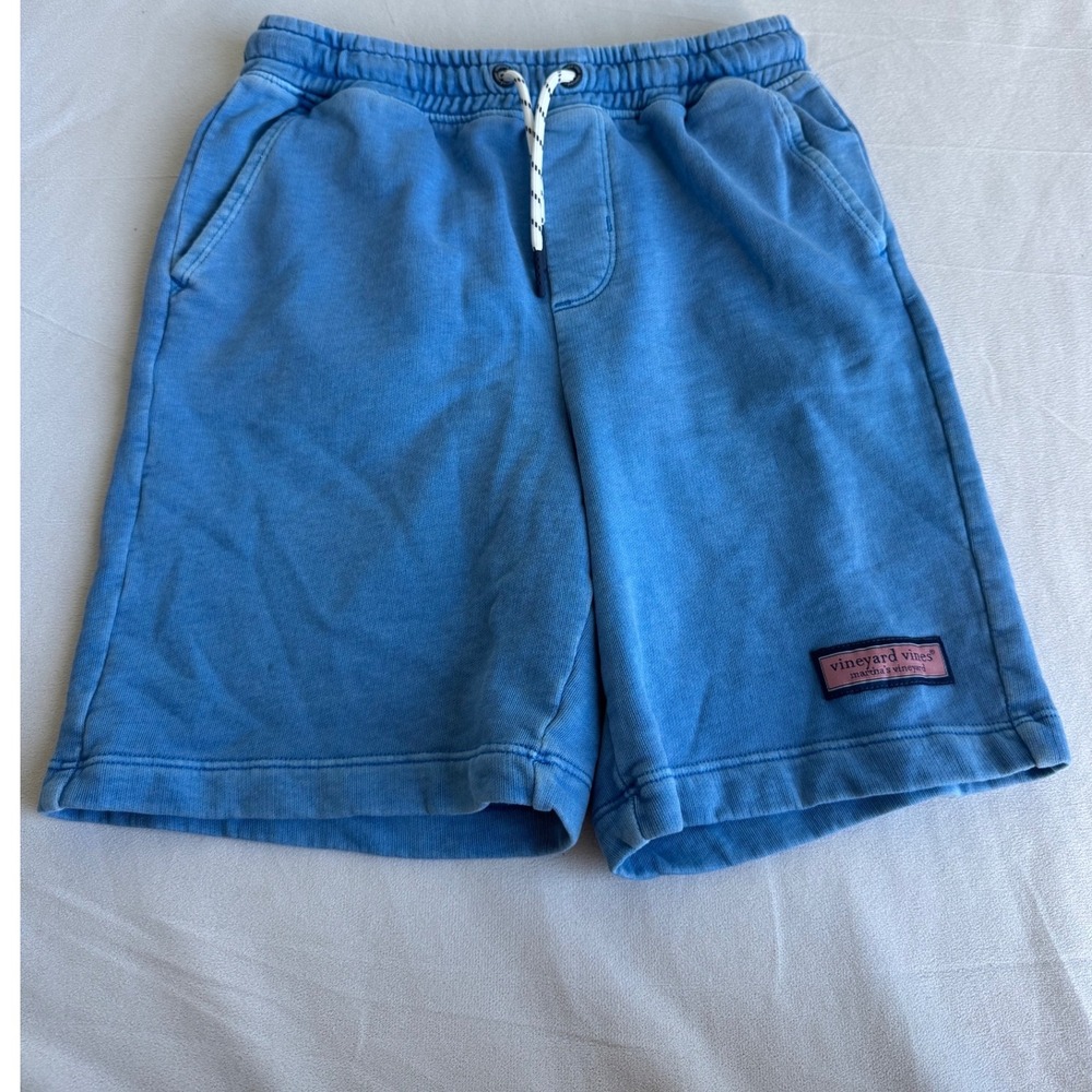 Vineyard Vines Boys Blue French Terry Shorts Preppy Whale Logo Size Small 8-10